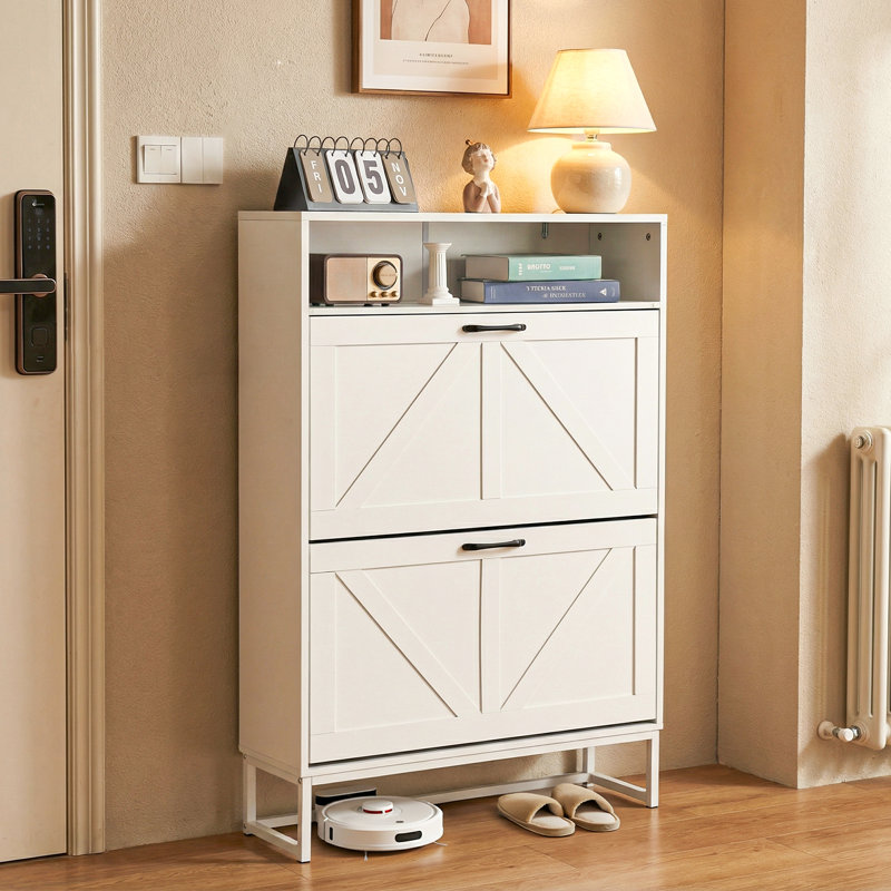 20 Pair Shoe Storage Cabinet, White