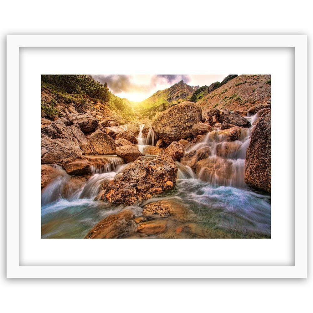 Gerahmter Fotodruck Stein-Wasserfall