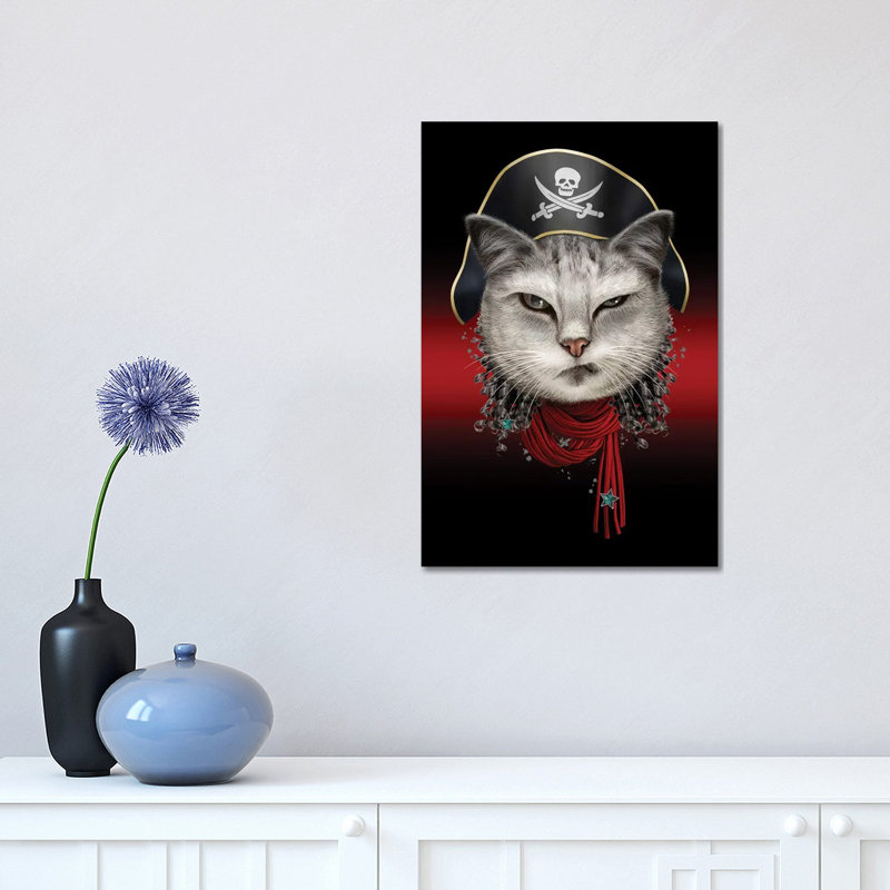 Portrait Of Pirate Cat by Adam Lawless - Wrapped Canvas Gallery-Wrapped Canvas Giclée, 30.48 cm H x 45.72 cm W
