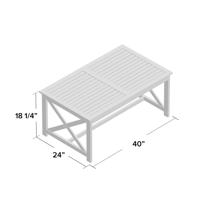 Black Acacia Wood Outdoor Rectangle Coffee Table