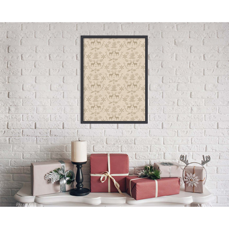 Tableau d'affichage encadré en tissu avec panneau d'affichage en lin et renne, H 25 po x L 19 po, Noir Edith