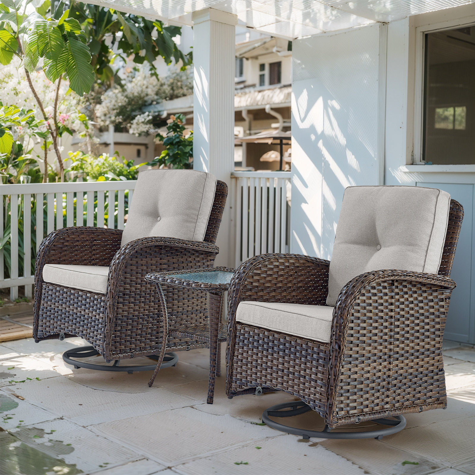 Lark Manor™ Aristil 2 - Person Outdoor Wicker Swivel Rocker Chair ...
