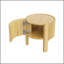 Table d'appoint ronde cannelée avec rangement pour le salon, bois d'hévéa massif, porte à fermeture en douceur, naturel, 19,6 po