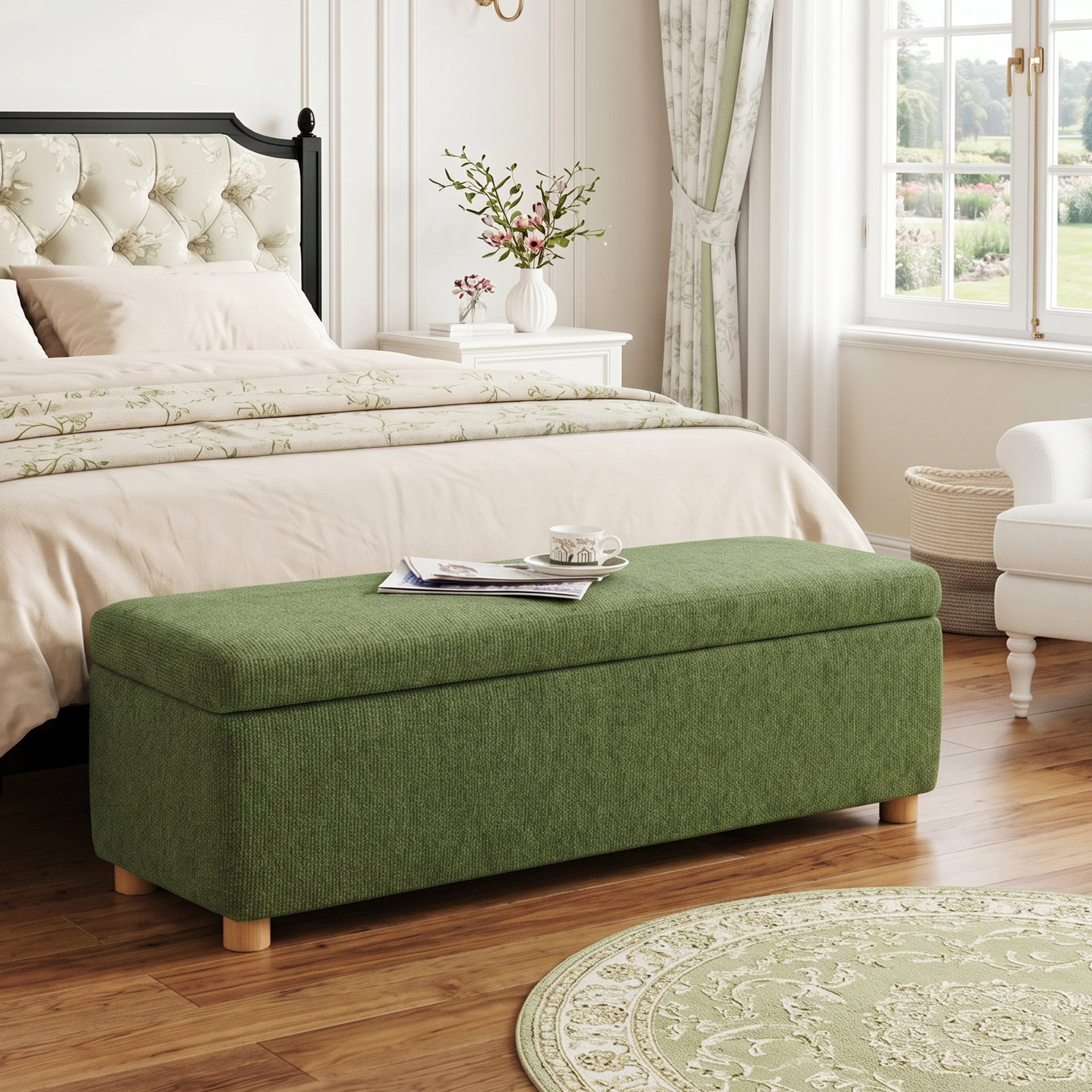 57" Bedroom Bench, Green