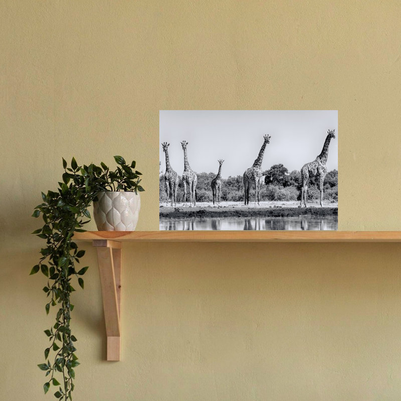 Girafe, famille, art mural contemporain, 16" H x 24" W