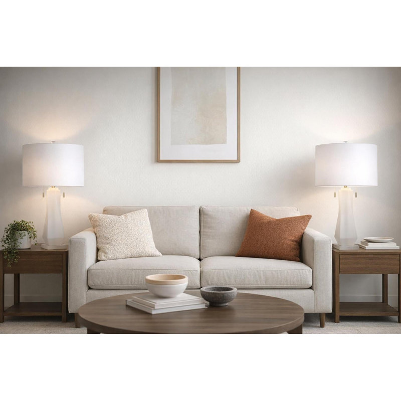 Lampe de table facettée givrée - 32 po x 17 po - verre d'art et cristal givré