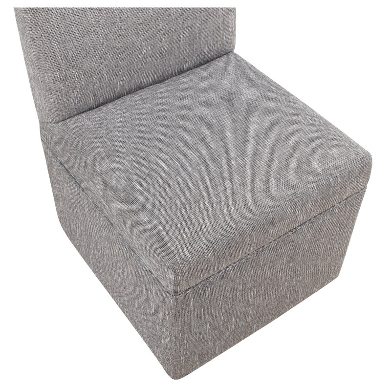 Chaise à roulettes Della Modern capitonnée, couleur gris cendré, avec poignée en nickel