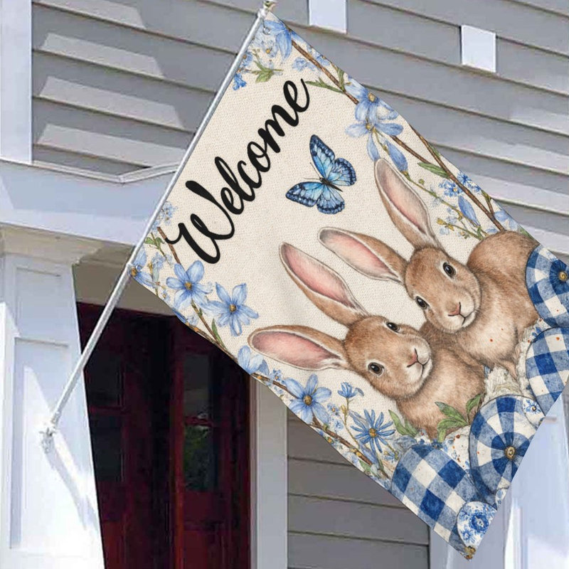 Drapeau Welcome Bunnies & Eggs, 70 x 47 po, pour décoration saisonnière, décoration intérieure