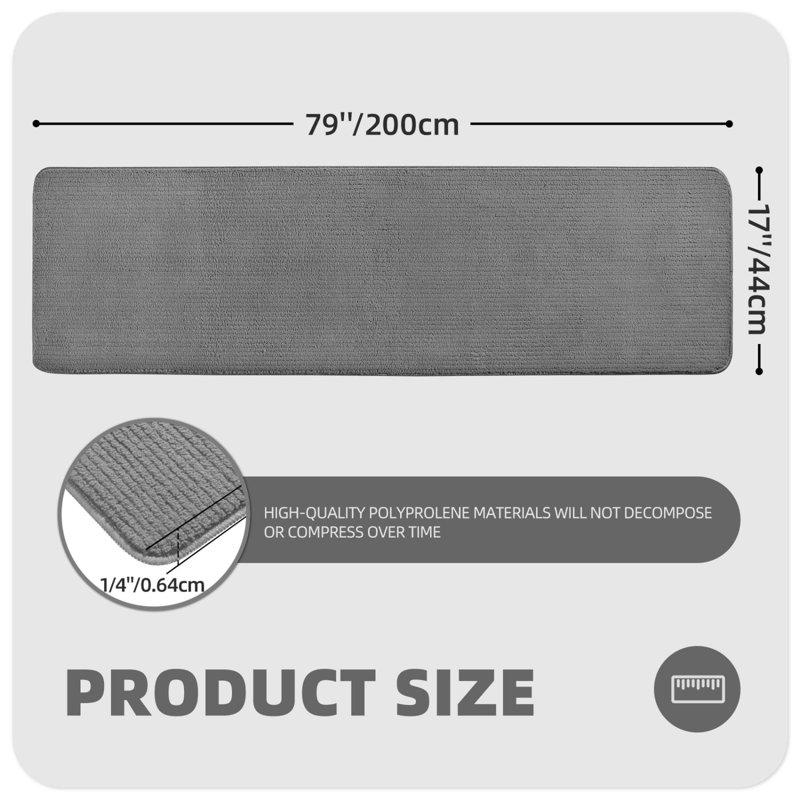 Tapis de cuisine Dawon, Rectangle 6 pi 7 po x 1 pi 5 po, Gris foncé