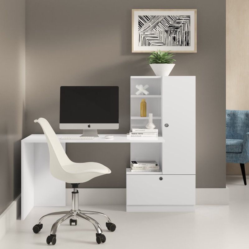 Brosnan Computer Desk, White/White