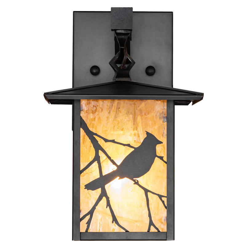 Applique murale droite 7 po de large avec chant chanson Seneca, H 11 po x l 7 po x P 10,5 po, Ambre, Brun artisanal
