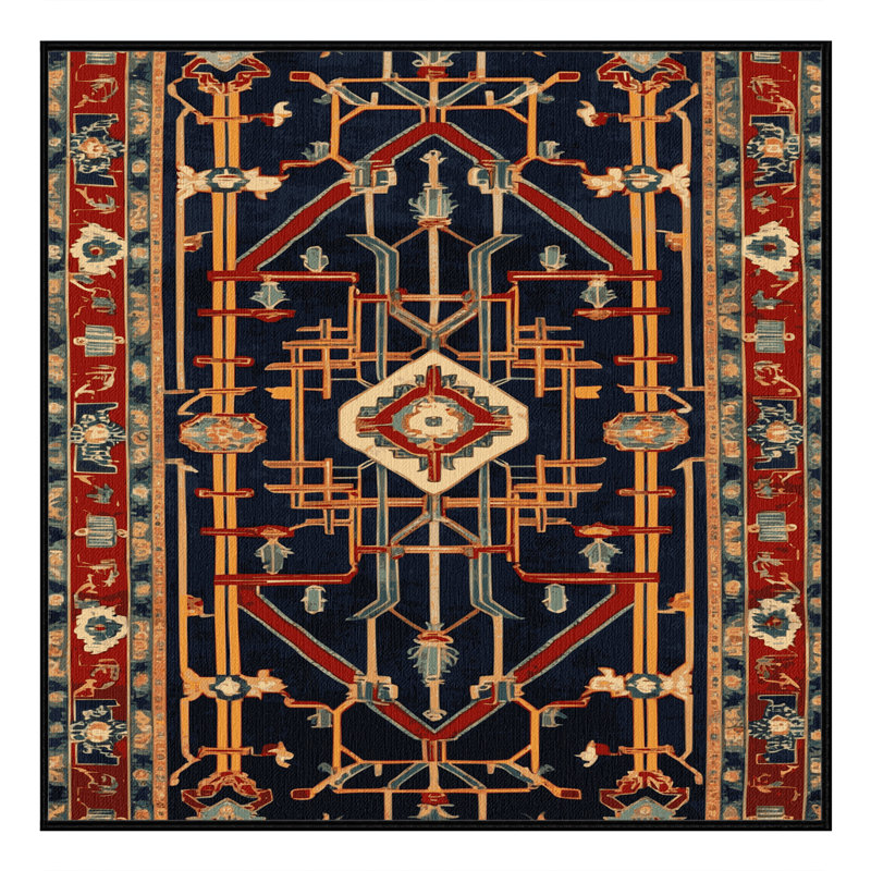 Machine Washable Persian Gray Area Rug, Square 3'