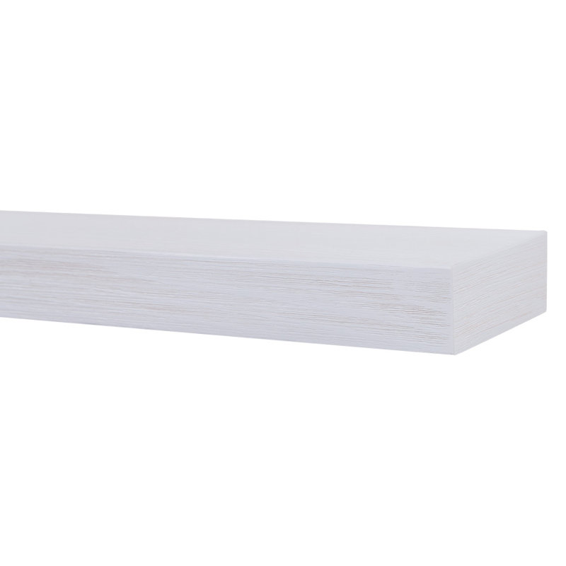 Modern Ember Vara Wood Mantel Shelf - 3 Inch Height - Variations in Grain and Natural Distressing, White Paint, 72"