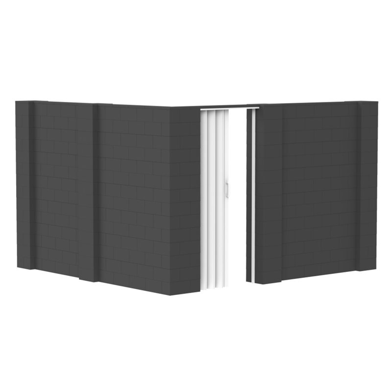 Ensemble mural en forme de L avec porte Everblock, H 84 po x l 120 po x P 120 po, Gris foncé