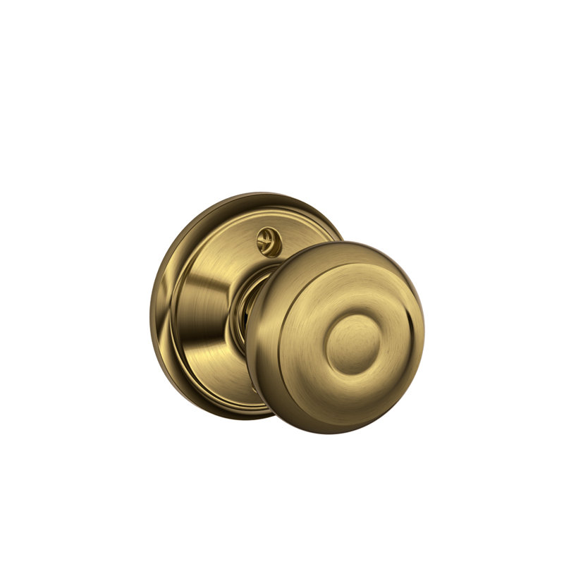 Georgian Single Dummy Door Knob with Rosette, Antique Brass