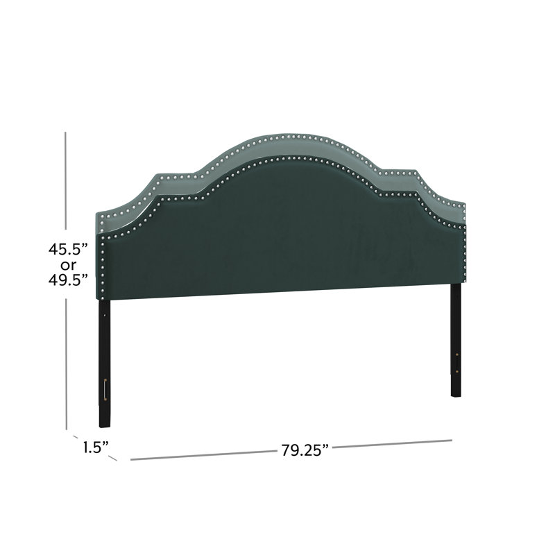 Bolser Upholstered Adjustable Headboard,, Green, King