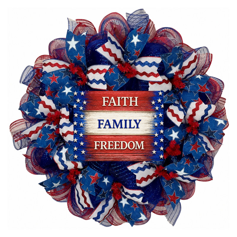 Couronne patriotique Faith Friends Family