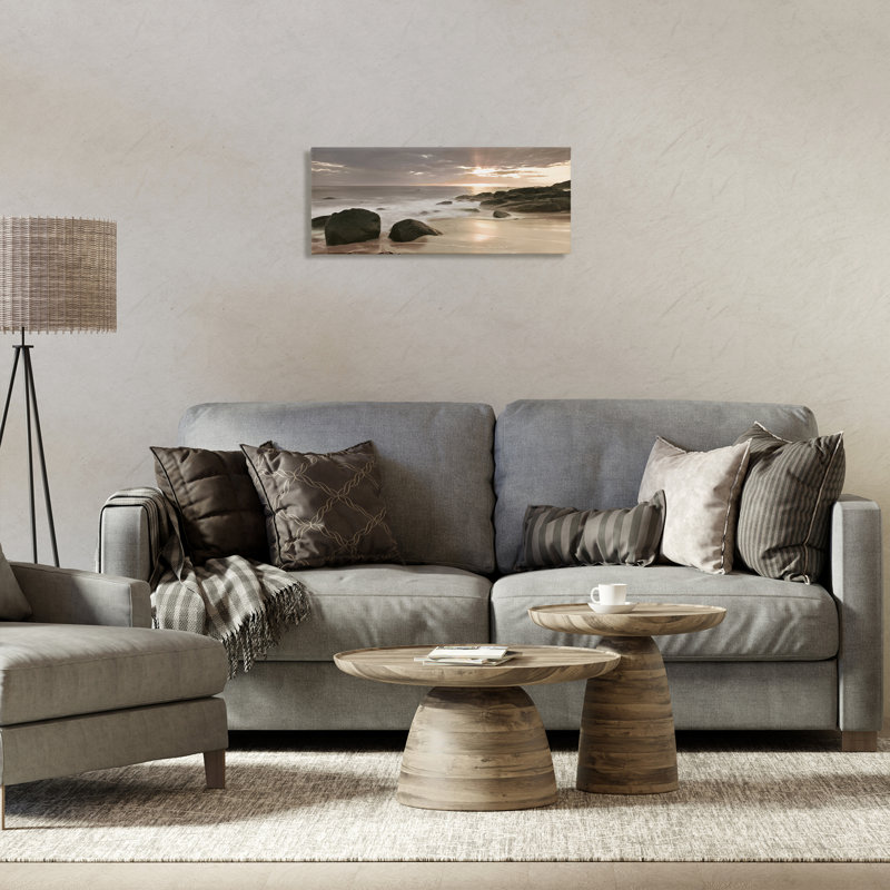 Midnight Sunset on Beach Canvas, design by Assaf Frank, 10" H x 24" W