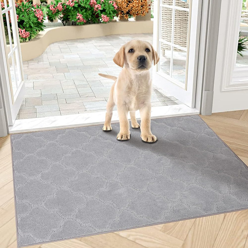 Non-Slip Geometric Doormat, 81.3cm W x 121.9cm L, Grey