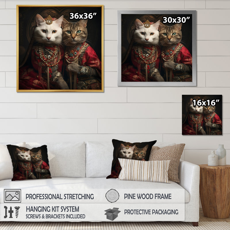 Chats en mode rétro I - Imprimé, H 24 po x l 24 po x P 1 po, Toile tendue