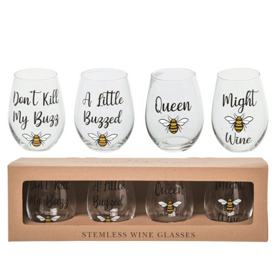 Andaleeb 33.8 oz. Stemless Wine Glass Set