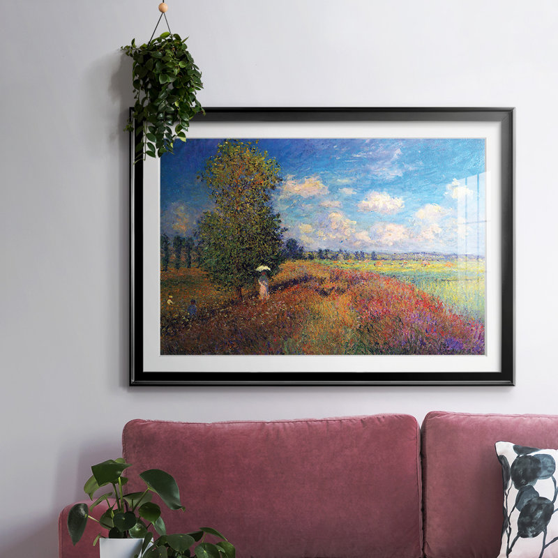 Coquelicot en été, impression sur papier, H 27 po x l 39 po x P 1,5 po, Noir