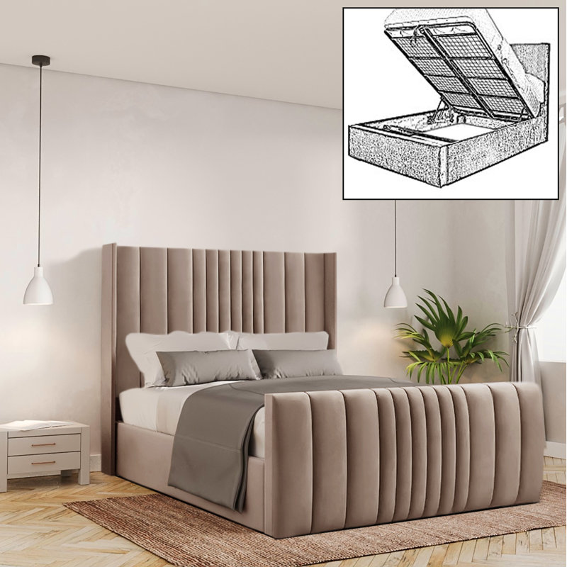 Bastin Upholstered Ottoman Storage Bed, Small Double (4'), Coffee