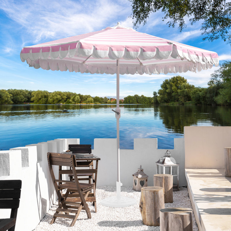 Parasol Adahir 108 avec contrepoids inclus, Rose/Blanc, Blanc