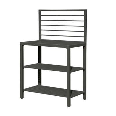 Outdoor Kitchen Island With Storage, Aluminum Kitchen Storage Island Kitchen Food Prep Table With Double Storage Rack, Freestanding Bar Center With Pr by Latitude Run