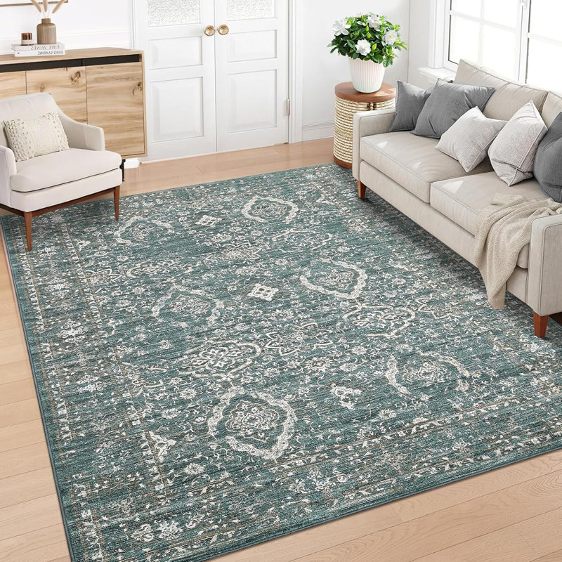 Tapis de couloir lavable 2 x 6 Vintage, Rectangulaire 8 pi x 10 pi