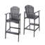 Tabourets de bar d'extérieur en bois d'acacia Adirondack, gris foncé