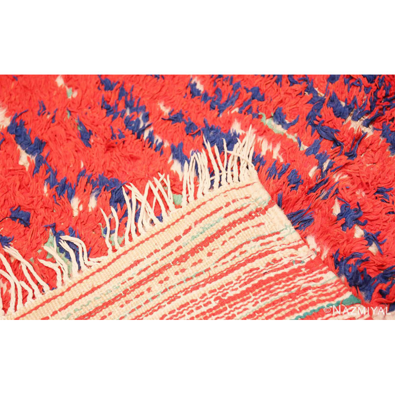 Moroccan One-of-a-Kind 4'7" X 12'6" Runner Wool Area Rug in Red/Blue/White