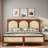 Wood Platform Bed With Rattan Headboard-665575502-665575497