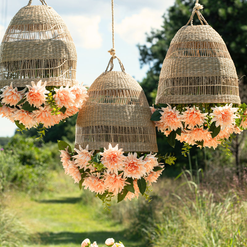 Leonora Rattan Garden Chandelier, Light Peach