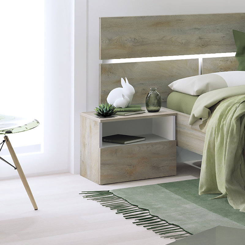 Hailey 49cm W Manufactured Wood Bedside Table