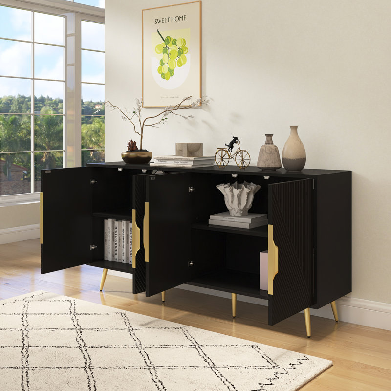 Buffet élégant avec motif géométrique ondulé