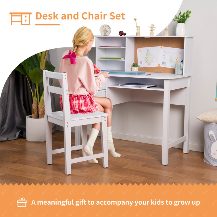 Kids Desks: Study Desk and Chair - White