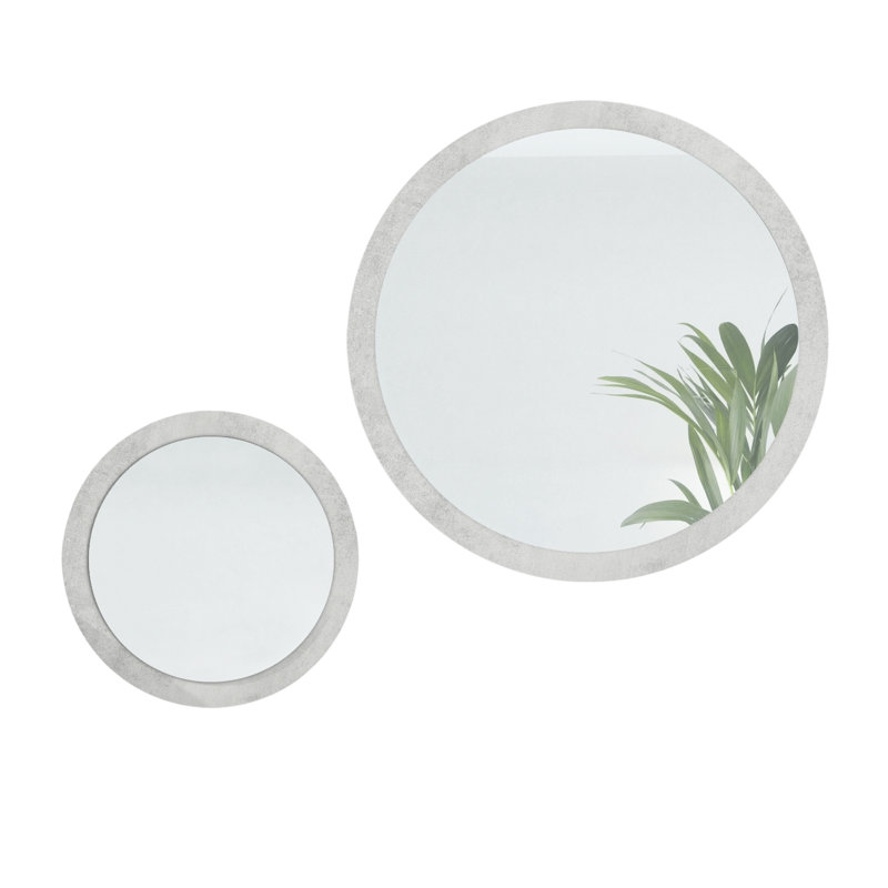 Alajandro Engineered Wood Flat Wall Mirror, Oxide Concrete Effect
