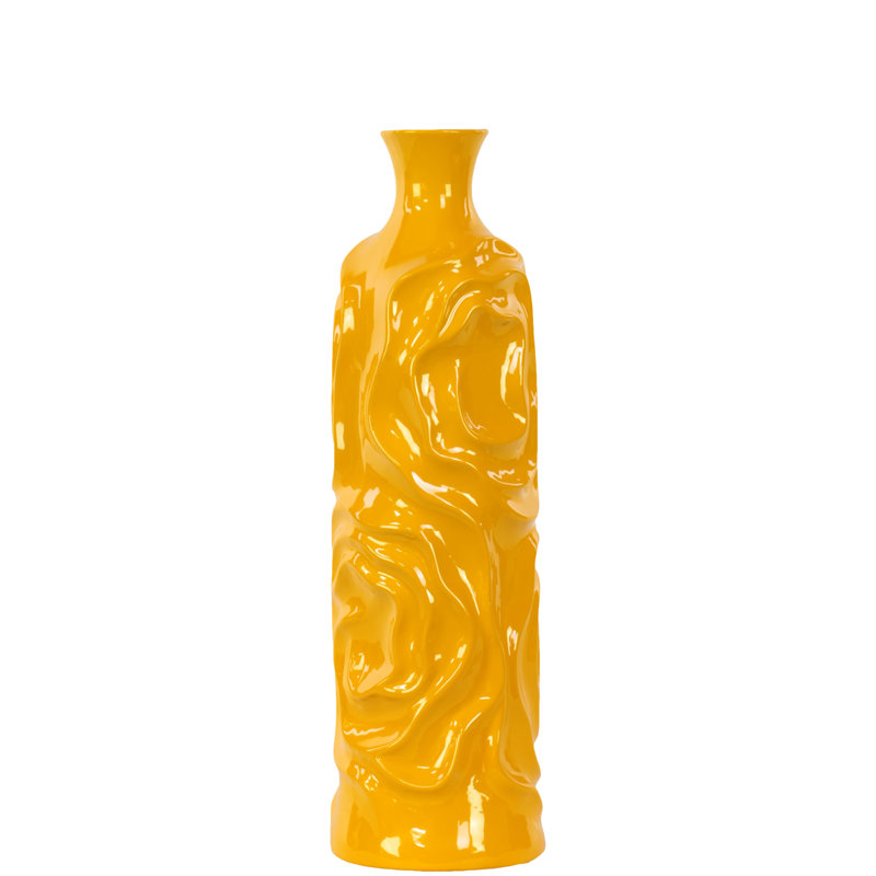 Table Vase, 12" H x 3.75" W x 3.75" D, Yellow