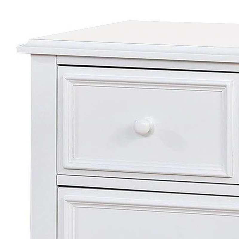 Grande commode Kny, 7 tiroirs, pieds tournés, bois massif blanc traditionnel