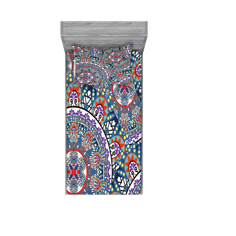 Ensemble de draps à motif floral, Ensemble de draps pour lit simple avec drap-housse