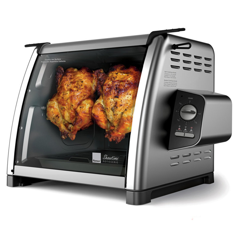Stainless Steel Countertop Rotisserie Oven with 3 Cooking Functions