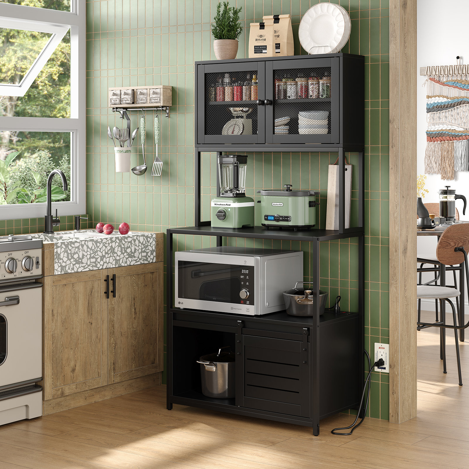 Ebern Designs Nyyear Kitchen Pantry, black | Wayfair