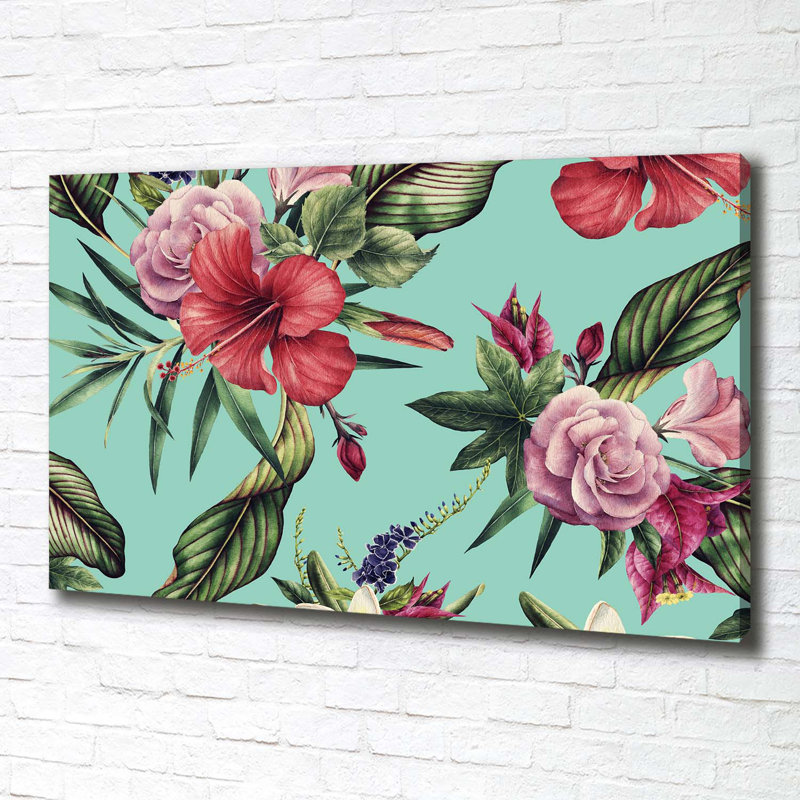 Tropical Flowers - Wrapped Canvas Painting