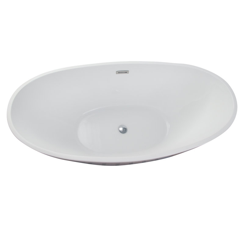 67.25'' x 30.75'' Freestanding Soaking Acrylic Bathtub, Polished Chrome