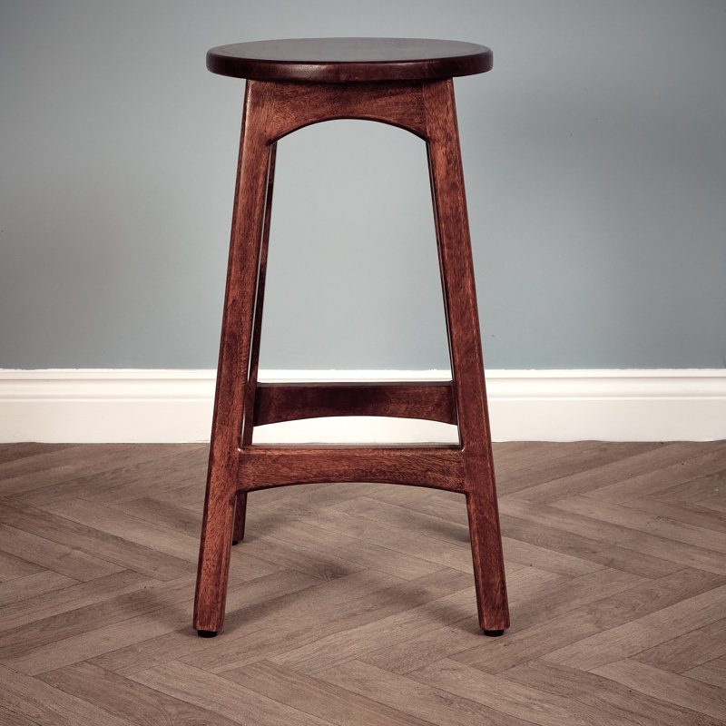 Outdoor Stool, Dark Brown Wood