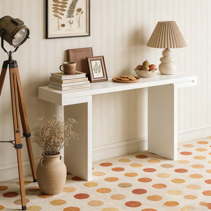 Console de 60 pouces aux lignes géométriques épurées, Blanc
