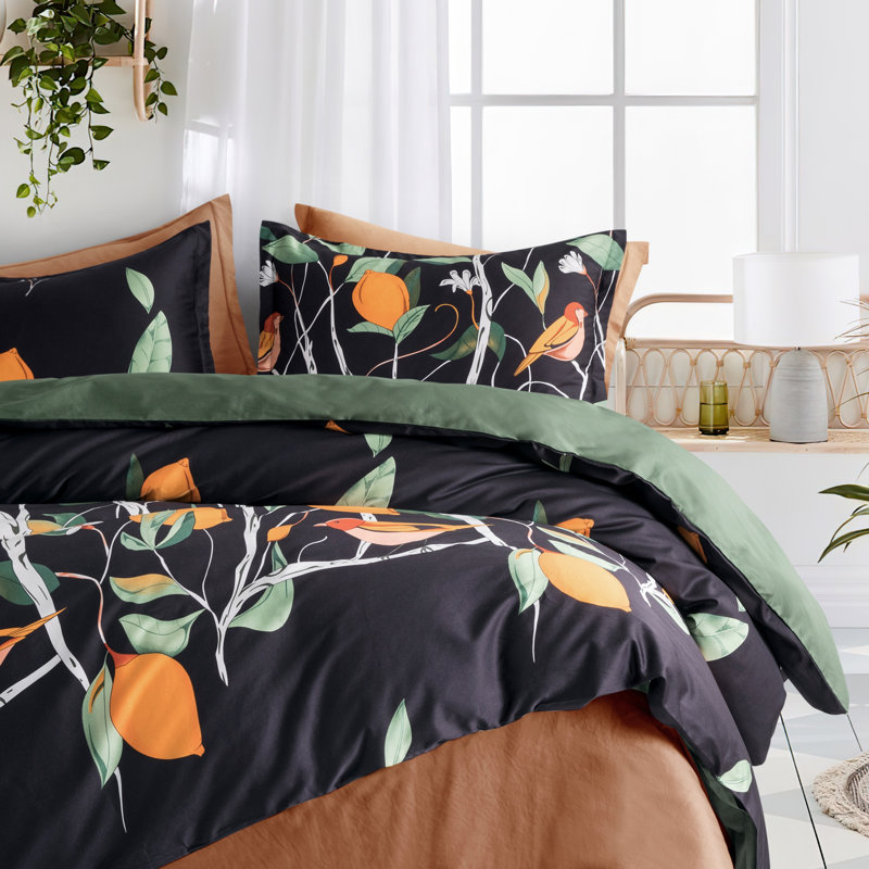 Ensemble de housse de couette réversible Mango Fruit Exotic Birds, Très grand