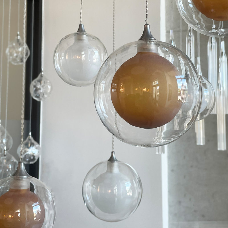 Reflection Moon 34 - Light Pendant, 144" H x 32" W x 32" D, Frosted Amber/Frosted White, White