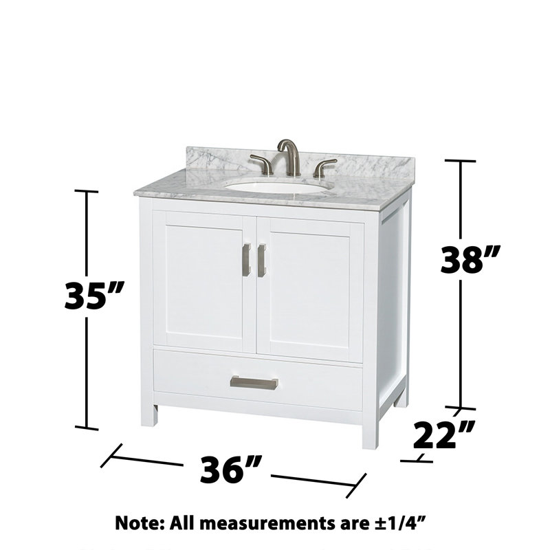 Sheffield 36" Single Bathroom Vanity Set with Mirror, Oval, White, Centerset